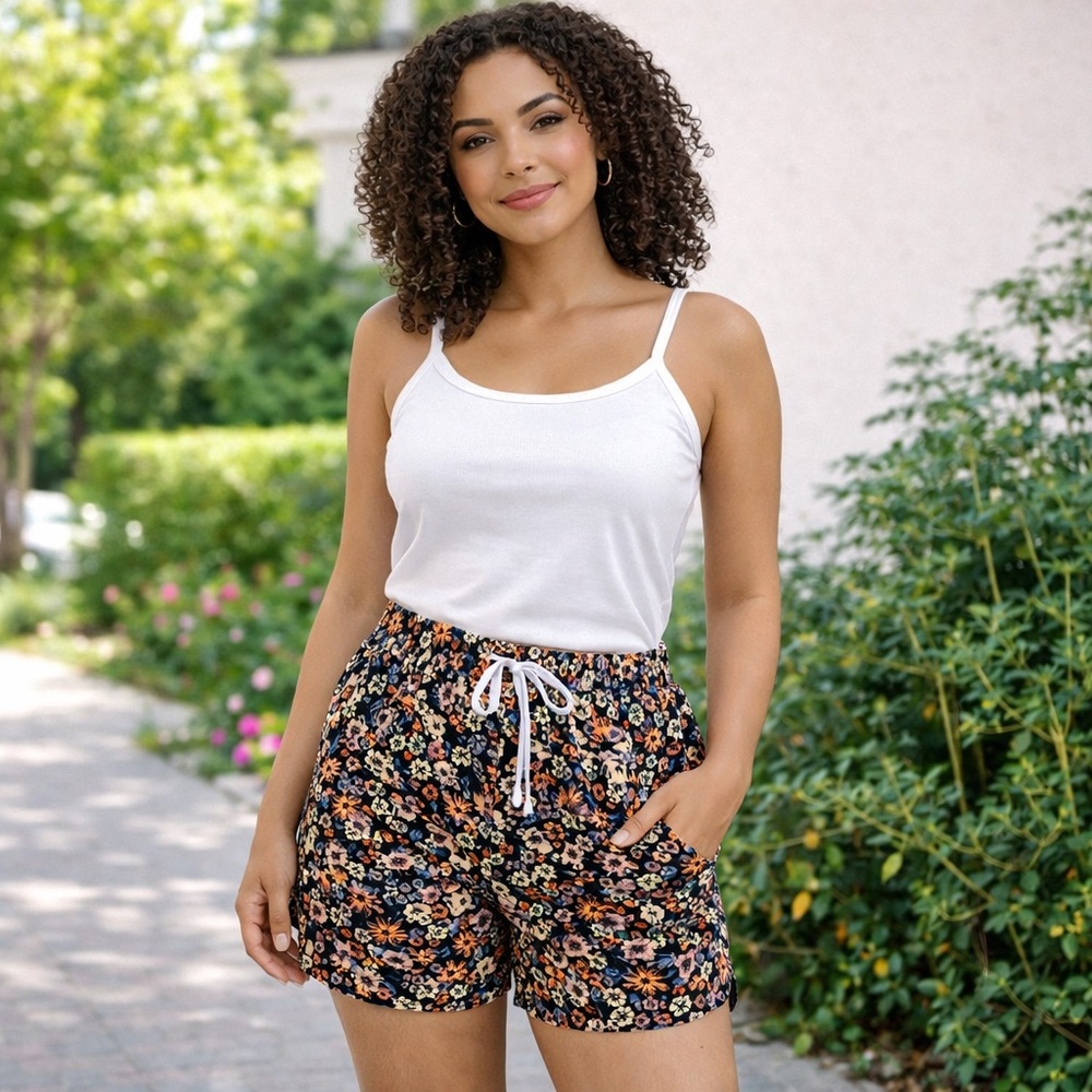 SO Multicolor Floral Dolphin Shorts spring time
